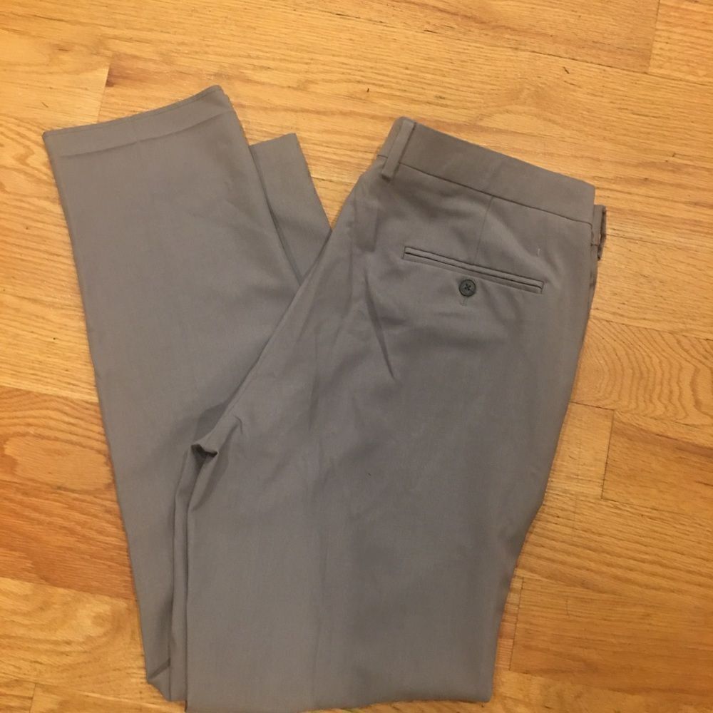 Haggar 30 length dress pants black or gray flat front slit pockets